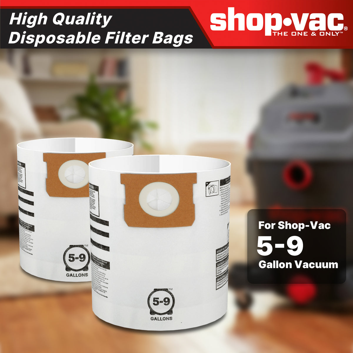 5-Pack 1 Gallon Wet/Dry Vac Filter Bags – Fits Shop Vac, Generic Part 830SW