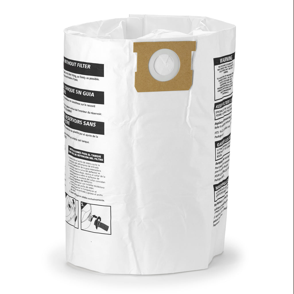 Type F - Shop-Vac® 10-14 Gallon* Disposable Filter Bags (3 Pack)