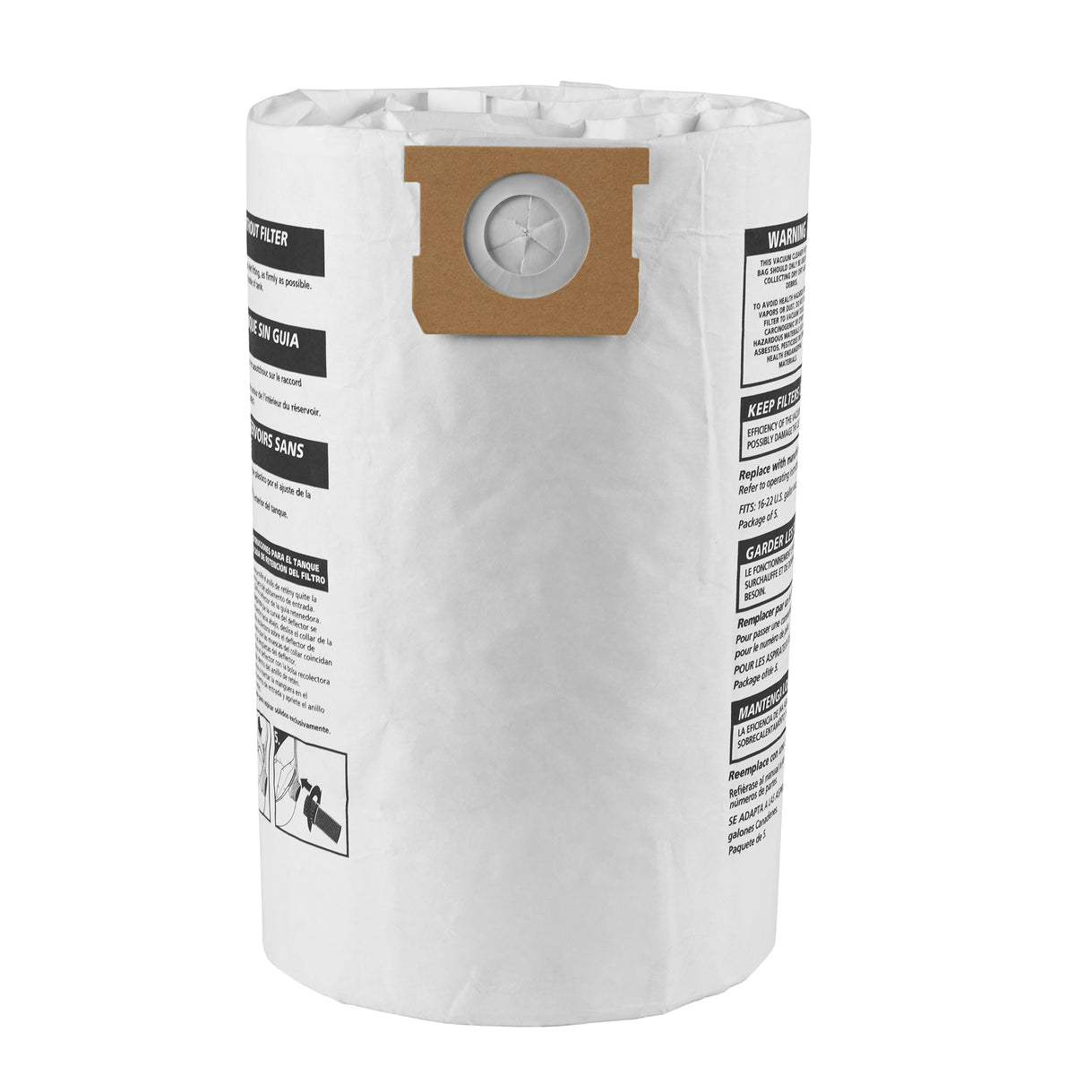 thumbnail interactive-video image 1 of 6-Pack Shop Vac Filter Bags - Compatible With 10-14 Gallon Vacuums | Type F, Type I & VF2005 Models 1 of 4