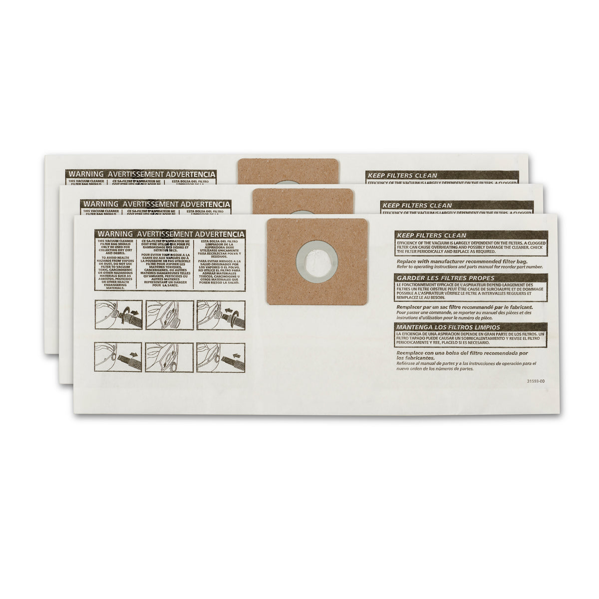 Type C ShopVac® 3 Gallon* Disposable Filter Bags (3 Pack) ShopVac