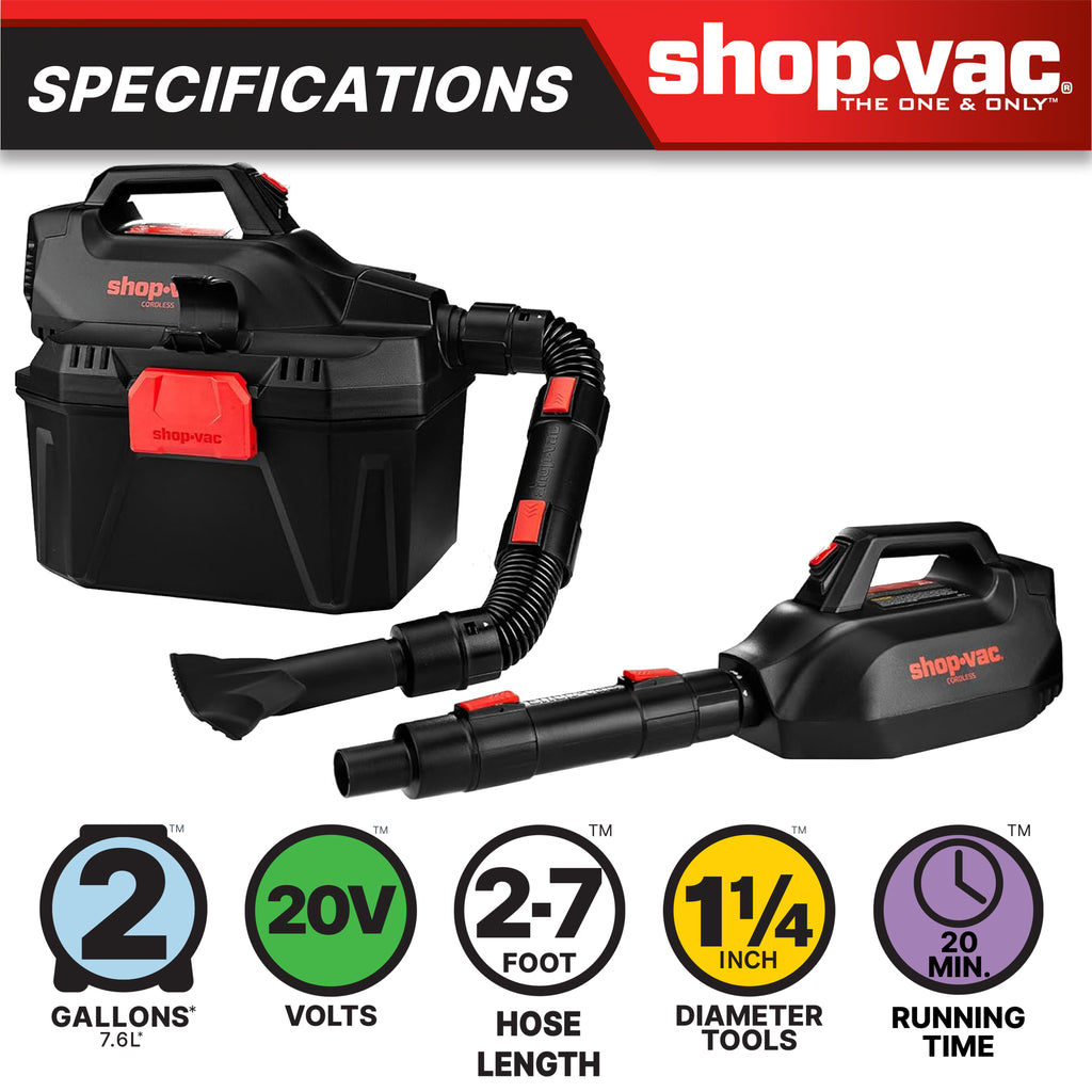 Shop-Vac 2 Gallon 20V Cordless Wet/Dry Vacuum