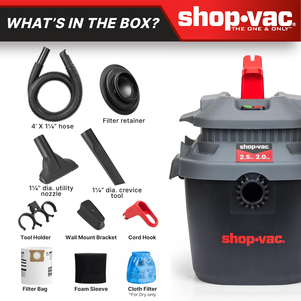 Shop-Vac® 2.5 Gallon 2.0 Peak HP Square Wet/Dry Vacuum