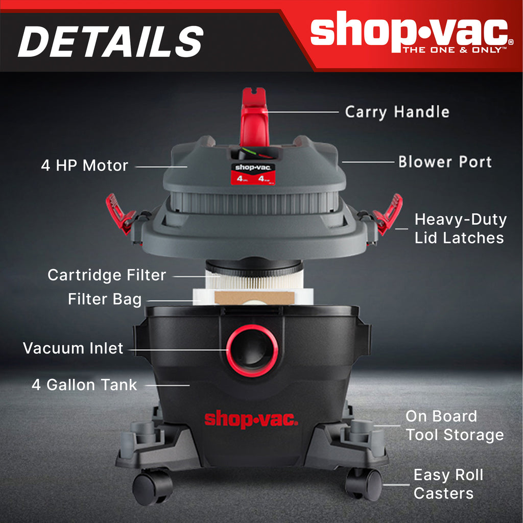 Shop-Vac 4 Gallon 4.0 Peak HP Wet/Dry Vacuum