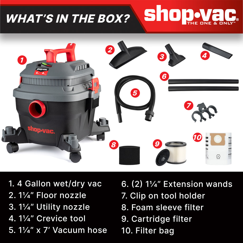 Shop-Vac 4 Gallon 4.0 Peak HP Wet/Dry Vacuum