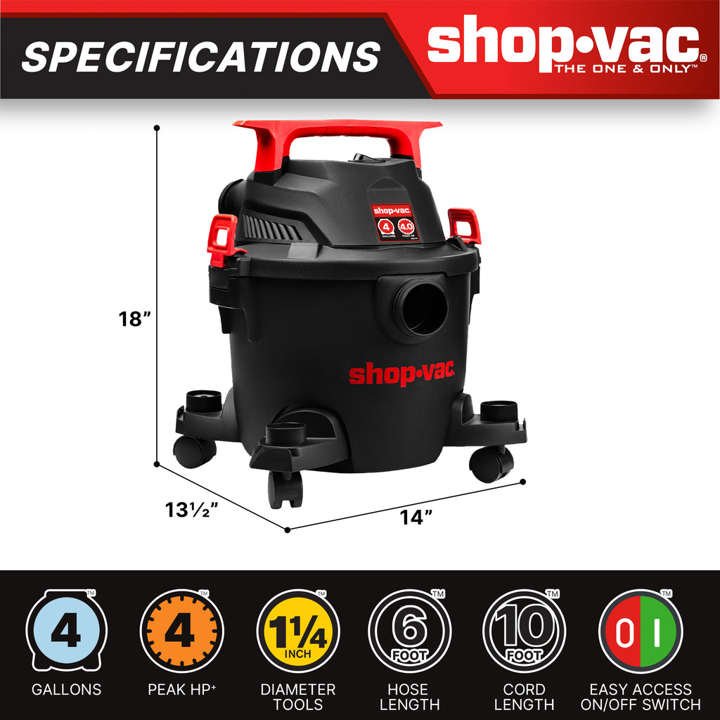 Shop-Vac 4 Gallon 4.5 Peak HP Wet/Dry Vacuum