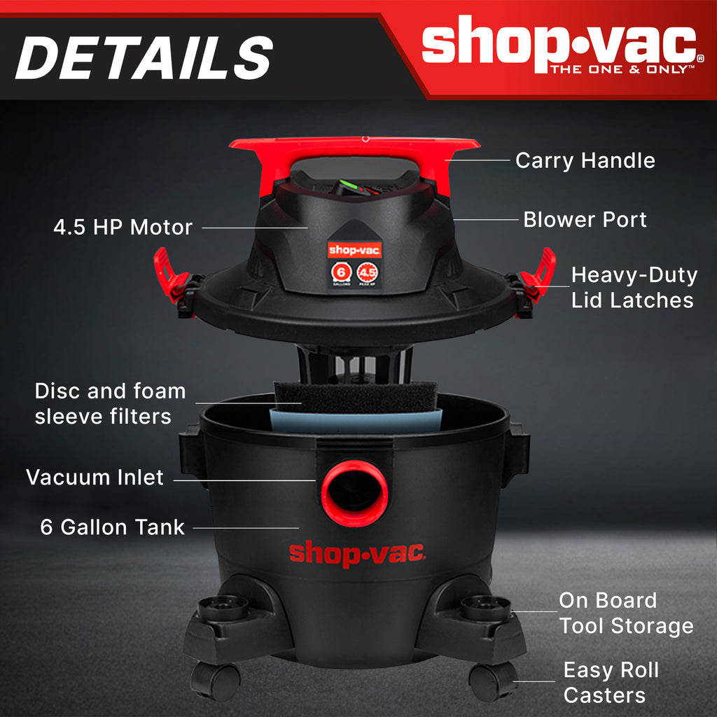Shop-Vac 6 Gallon 4.5 Peak HP Wet/Dry Vacuum