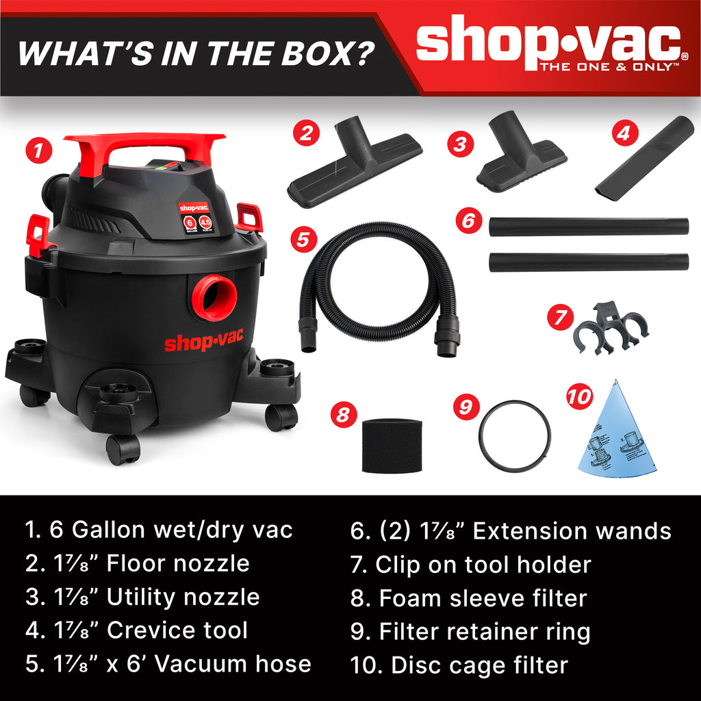 Shop-Vac 6 Gallon 4.5 Peak HP Wet/Dry Vacuum