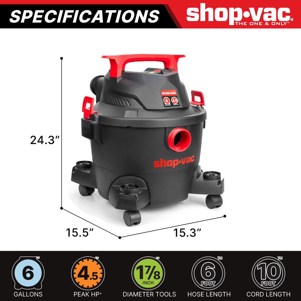Shop-Vac 6 Gallon 4.5 Peak HP Wet/Dry Vacuum