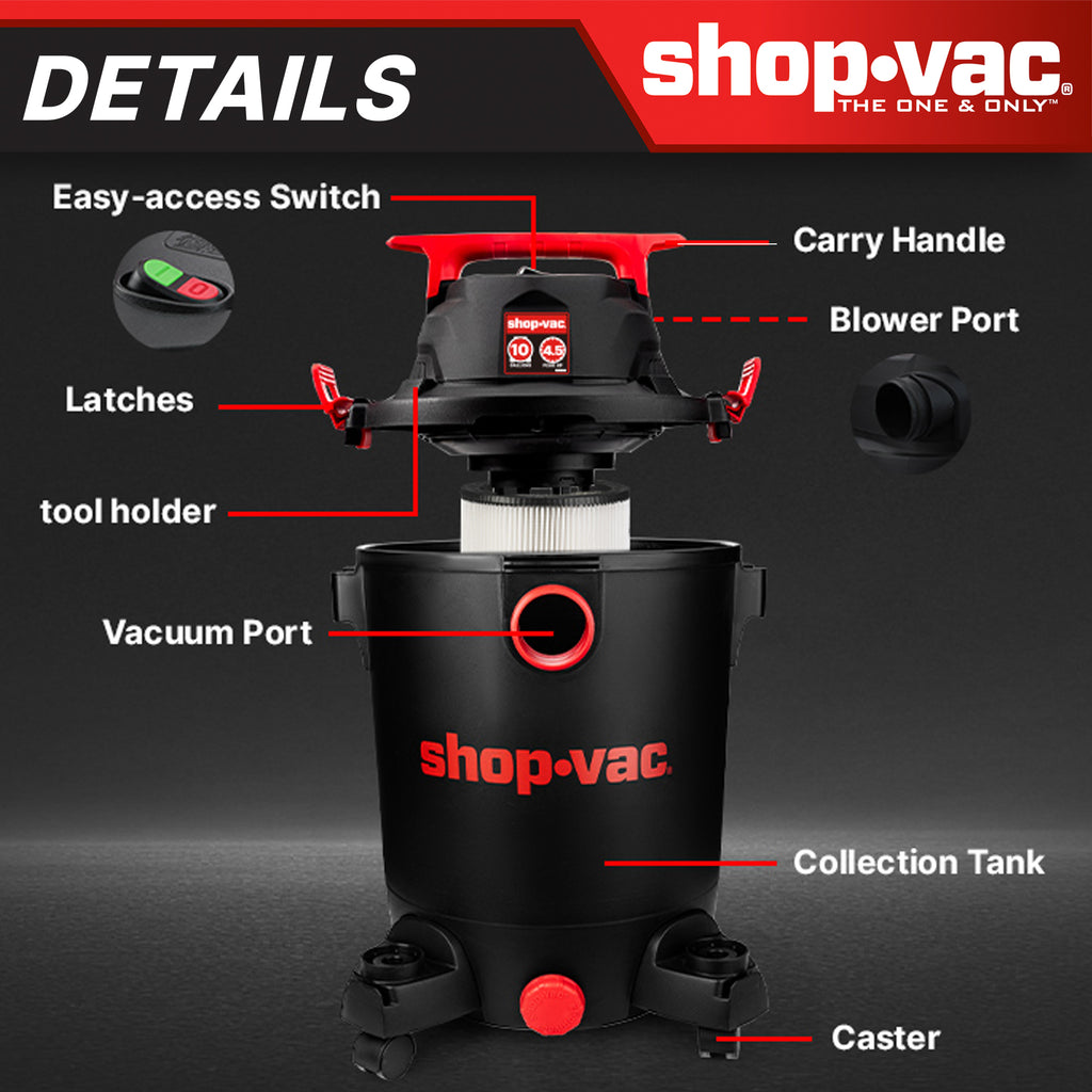 Shop-Vac 10 Gallon 4.5 Peak HP Wet/Dry Vacuum