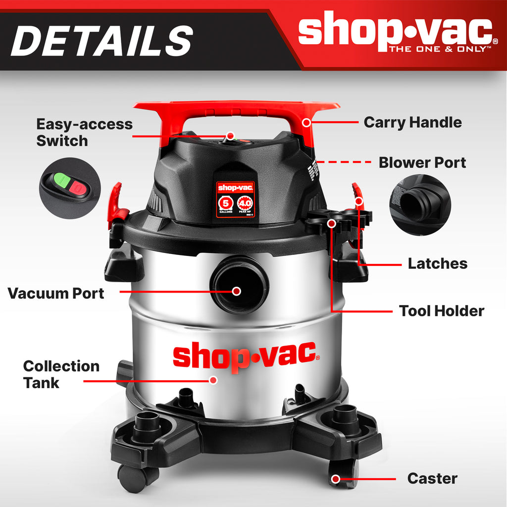 Shop-Vac 5 Gallon 4 Peak HP Stainless Steel Wet/Dry Vacuum