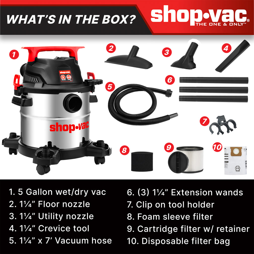 Shop-Vac 5 Gallon 4 Peak HP Stainless Steel Wet/Dry Vacuum