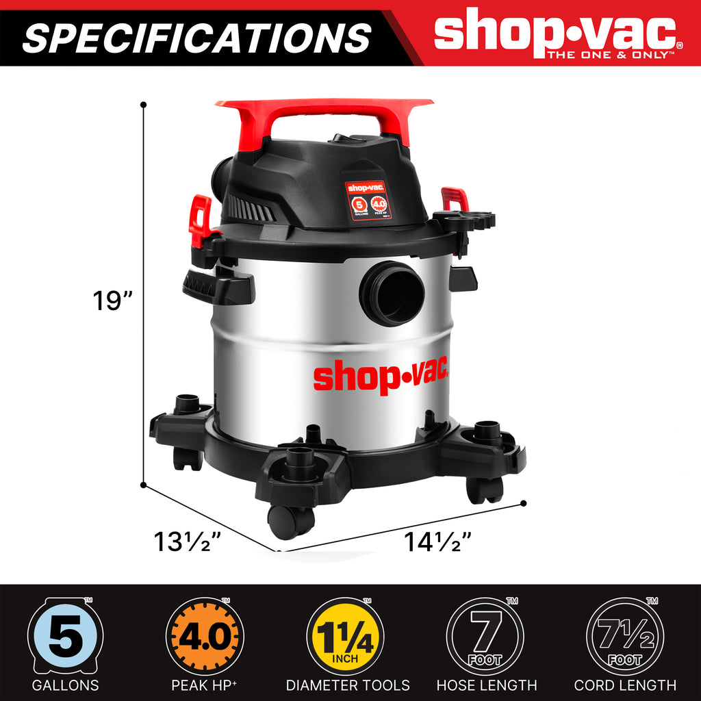 Shop-Vac 5 Gallon 4 Peak HP Stainless Steel Wet/Dry Vacuum