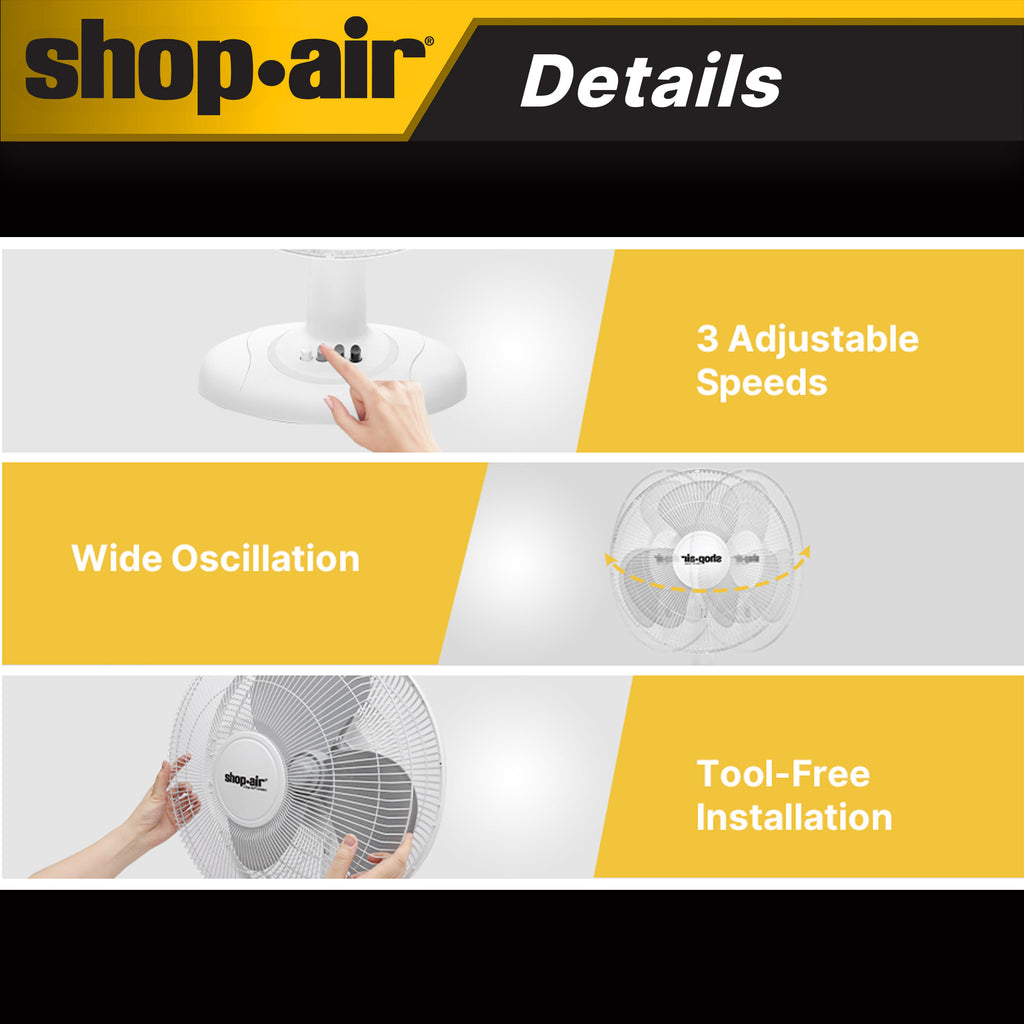 Shop-Air 12" Oscillating Table Fan