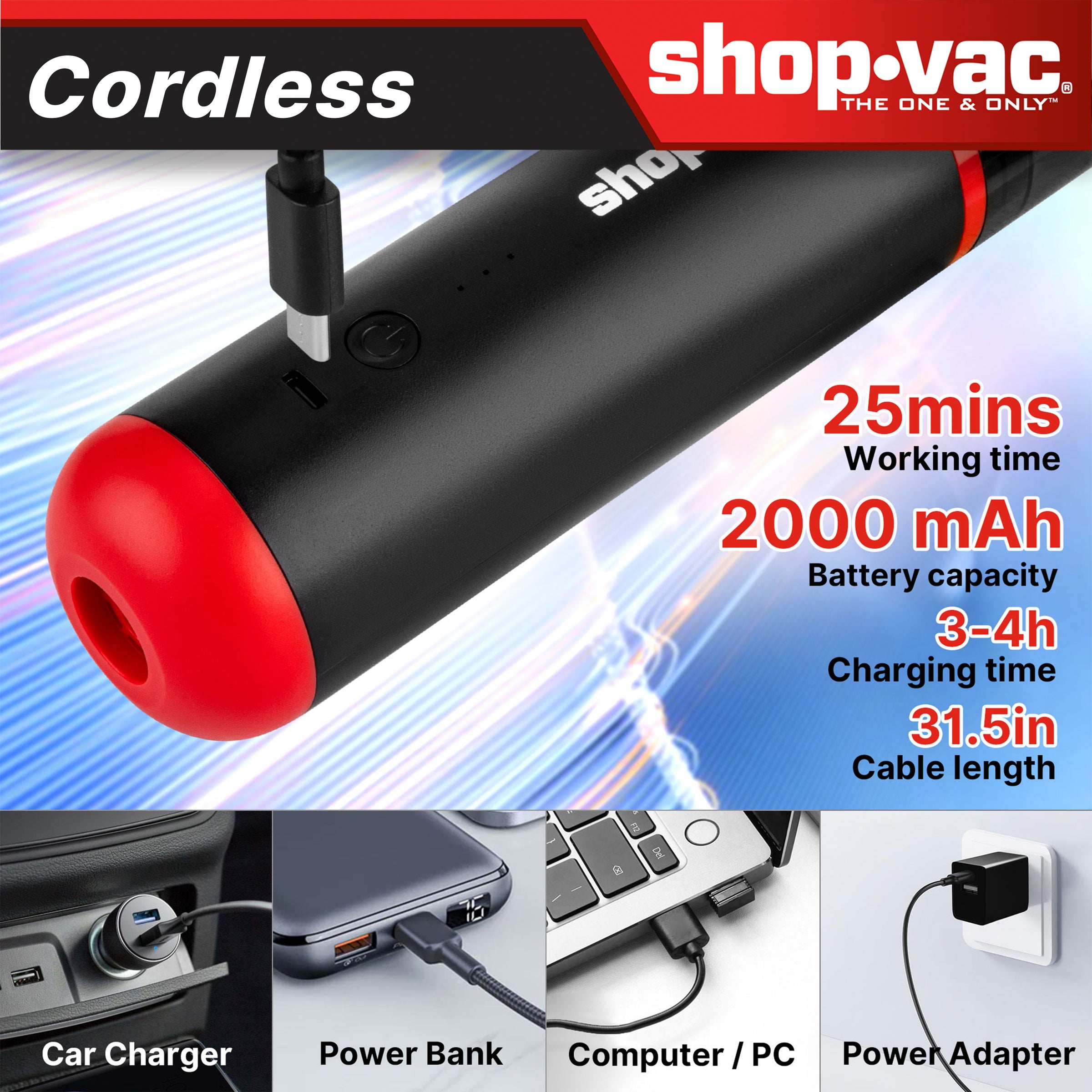 Shop-Vac® 2-in-1 Cordless Car Vacuum