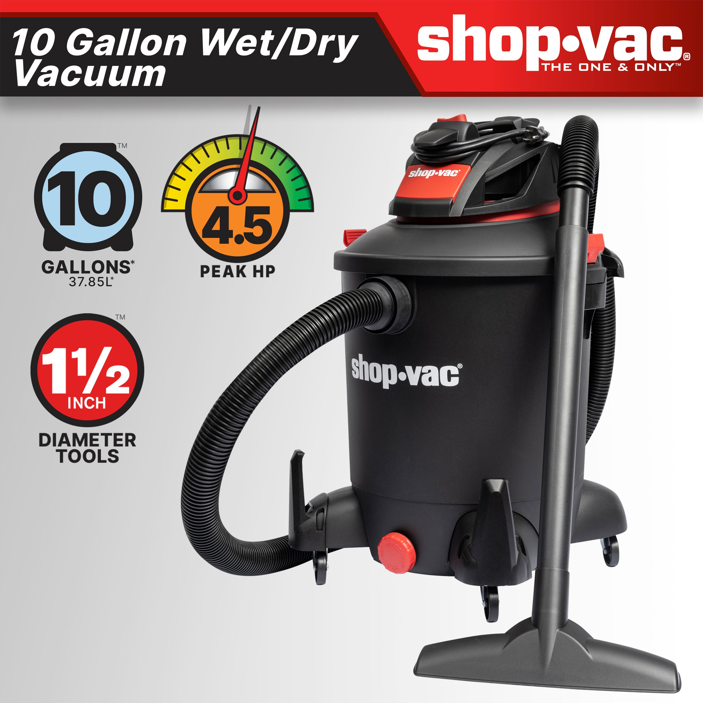 shop vac blowing water out the bac Shop-Vac® 10-Gallon* 4.5 Peak HP** Wet/Dry Vacuum potassium sorbate