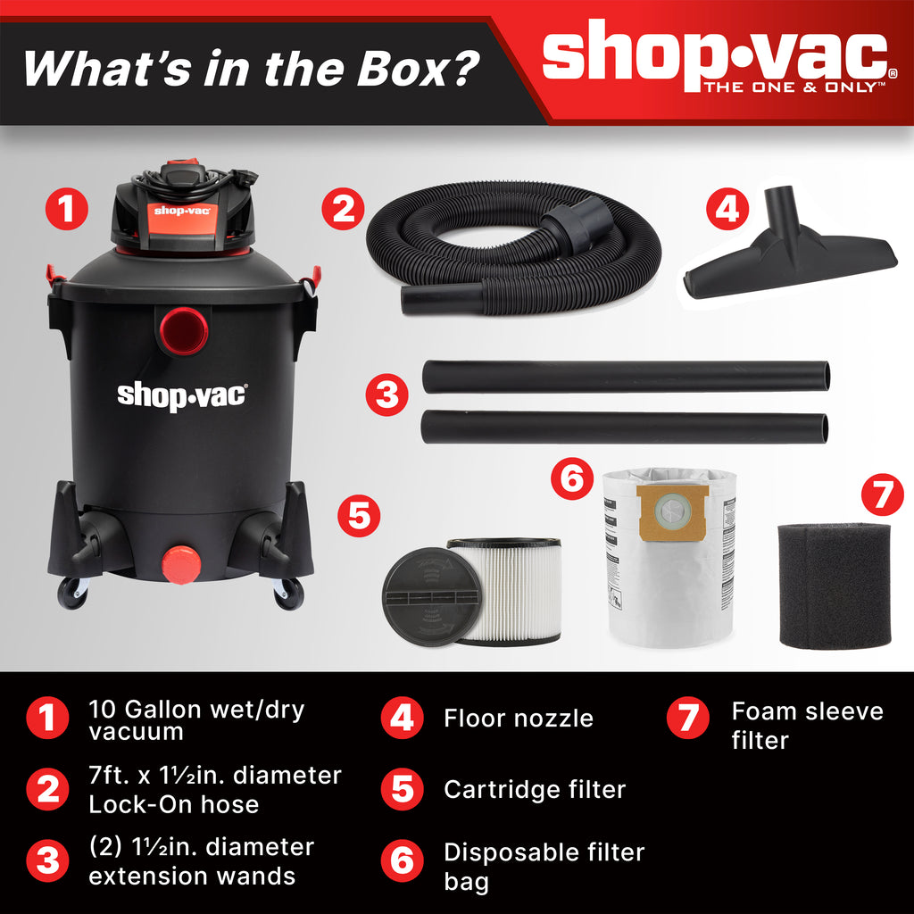 The Shop-Vac® 10-Gallon* 4.5 Peak HP** Wet/Dry Vacuum
