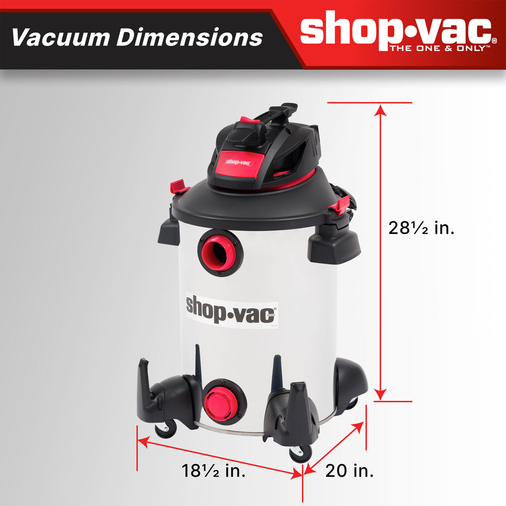 The Shop-Vac® 12 Gallon* 6.0 Peak HP** Stainless Steel Wet/Dry Vacuum