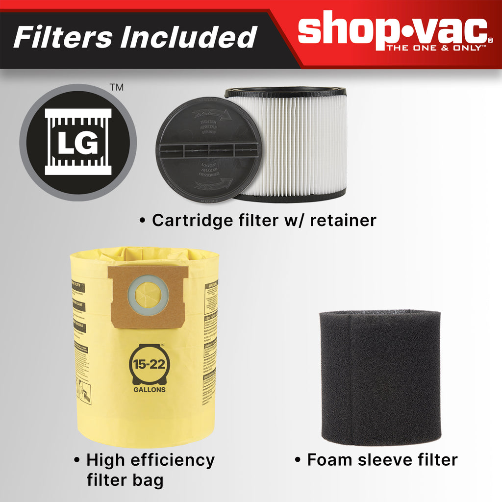 The Shop-Vac® 16 Gallon* 6.5 Peak HP** Wet/Dry Vacuum features the SVX2 Motor Technology