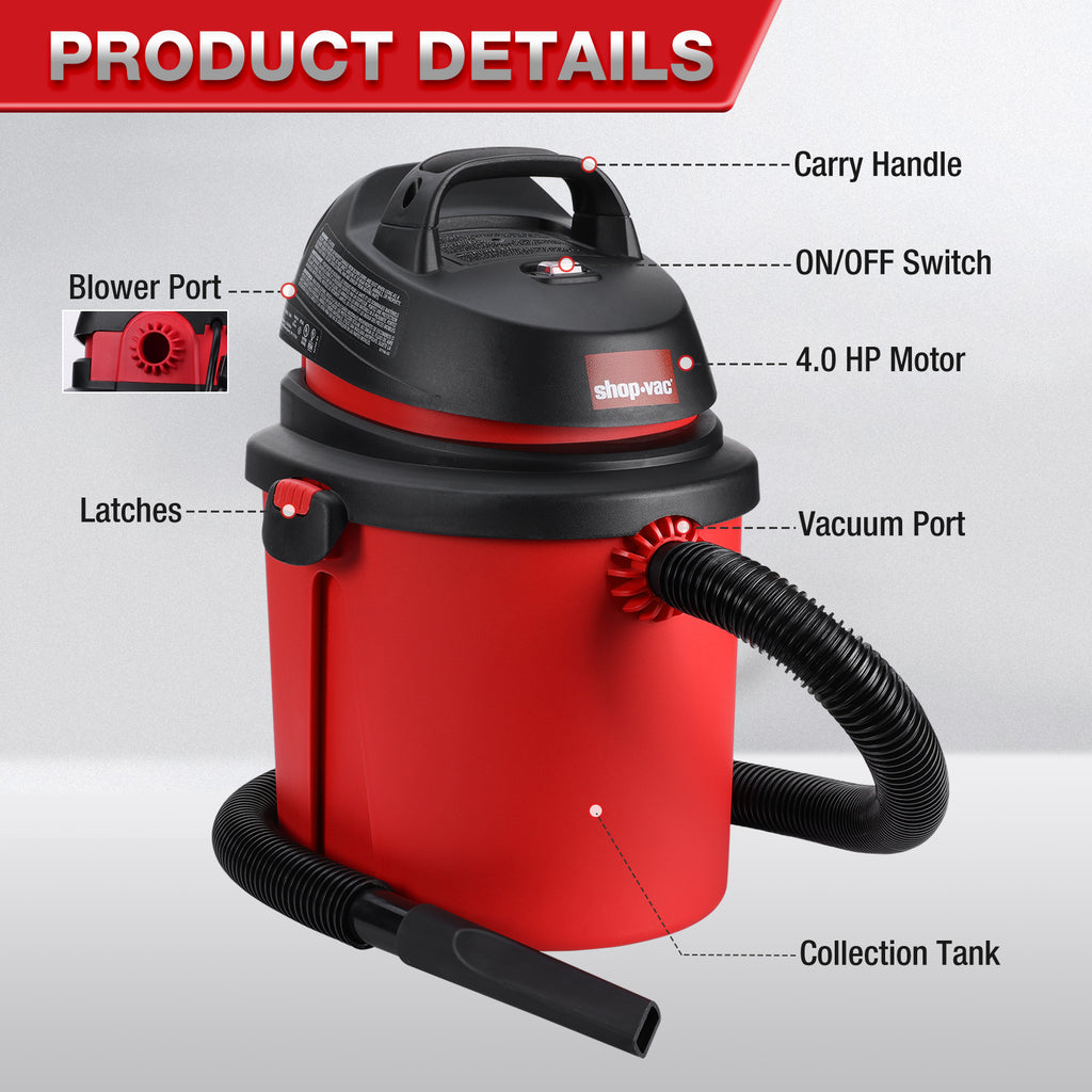 Shop-Vac 4 Gallon 4.0 Peak HP Wet/Dry Vac