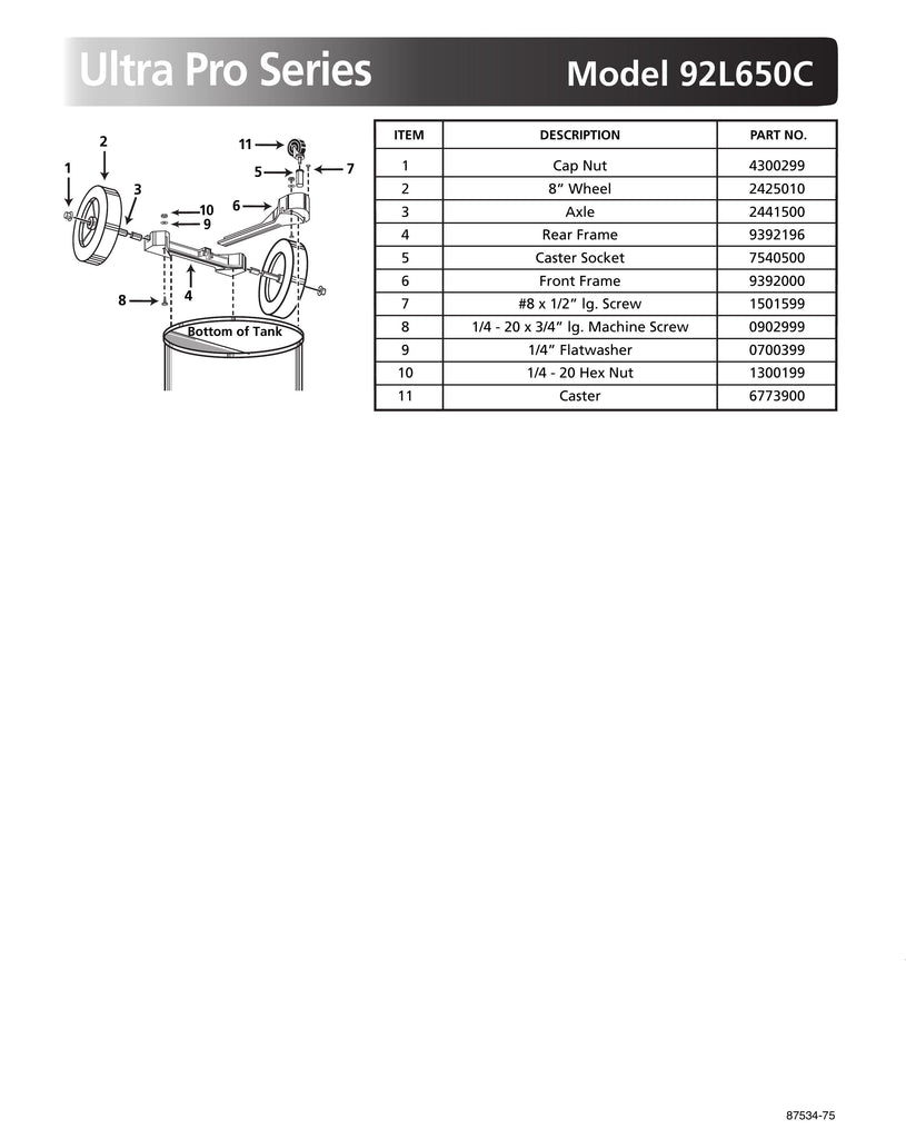 Shop-Vac Parts List for 92L650C Models (10 Gallon* Black / Stainless Steel Vac)