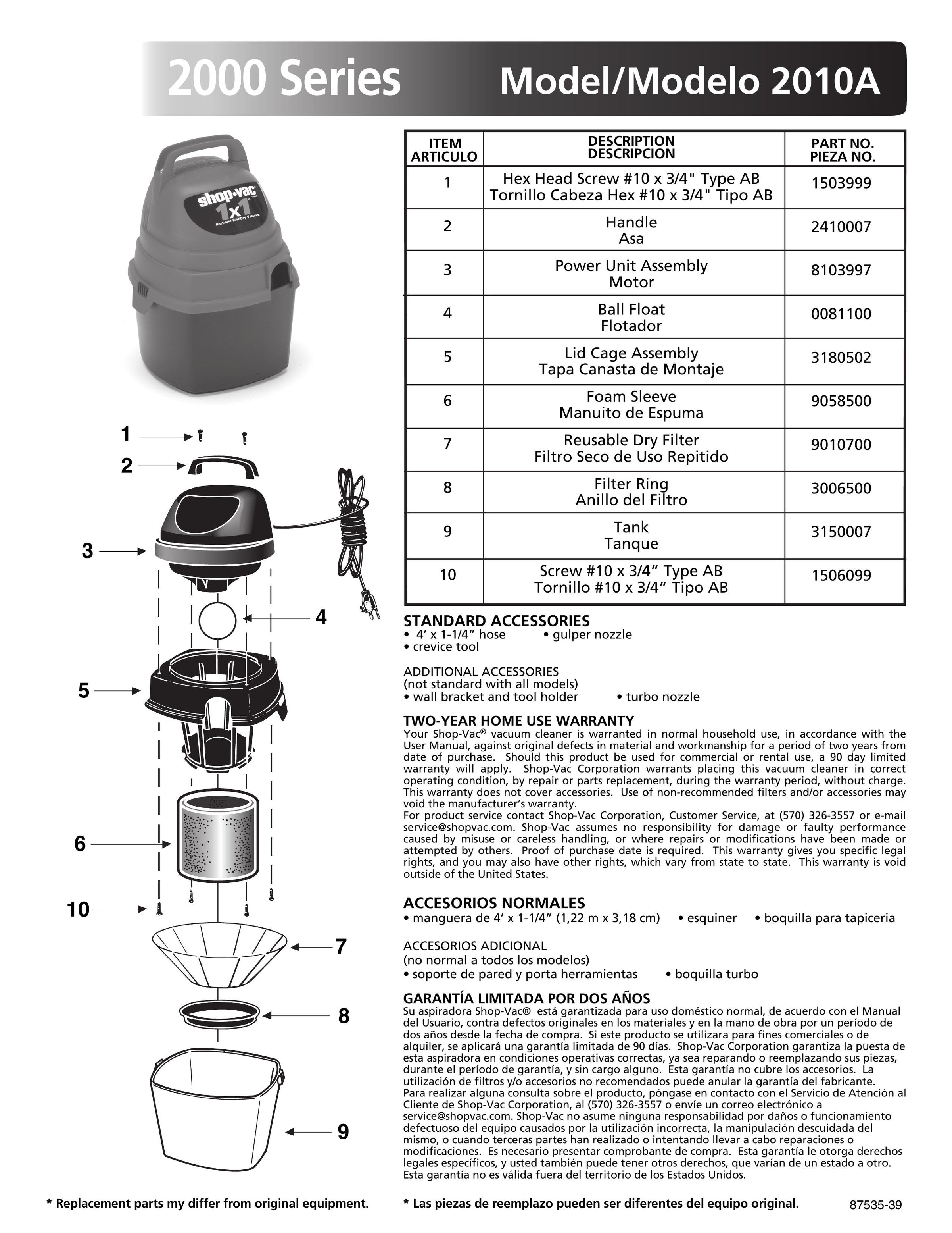 Motore + Cavo Ricambio Per Aspiratore Shop-Vac 10 Galloni | Originale OEM, Mai Usato