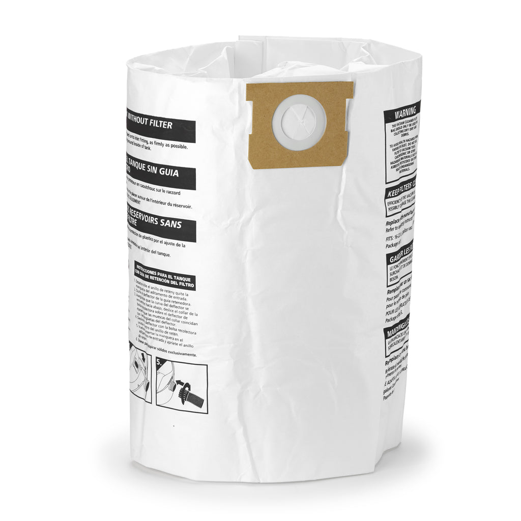 Type G - Shop-Vac® 15-22 Gallon* Disposable Filter Bags (3 Pack)