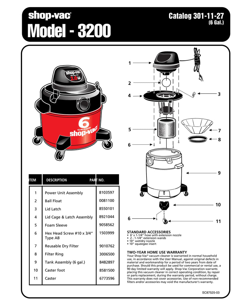 Parts Lists ShopVac Store