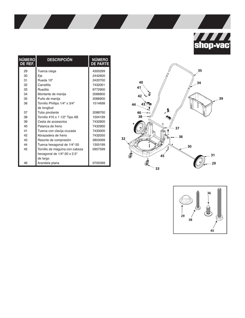 Shop-Vac Parts List for UL2S250 Models (22 Gallon* Yellow / Black Industrial Vac w/ FlipN'Pour® Dolly)