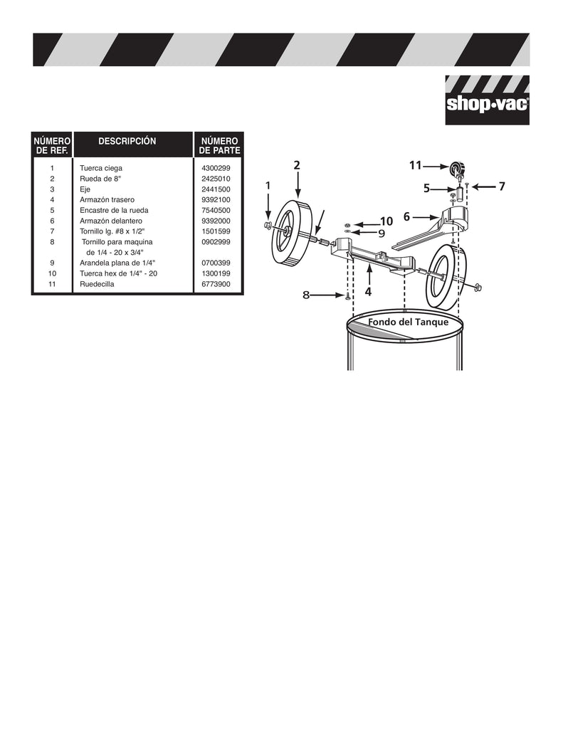 Shop-Vac Parts List for UM2S250 Models (10 Gallon* Yellow / Black Metal Industrial Vac)